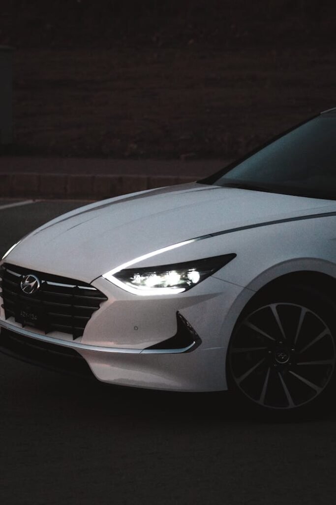 White Hyundai on a Street